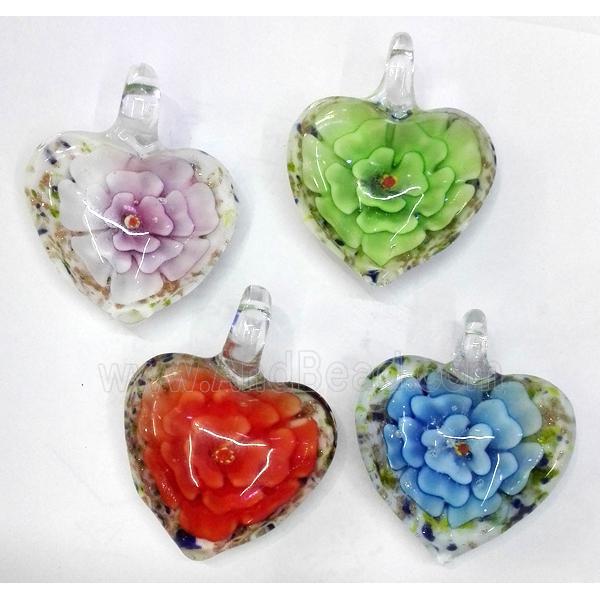 lampwork pendant, heart