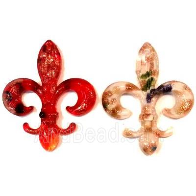 Lampwork glass pendant with goldsand. anchor, mixed color