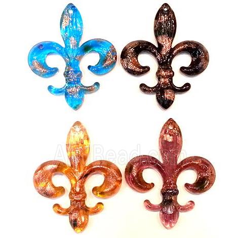 Lampwork glass pendant with goldsand. anchor, mixed color
