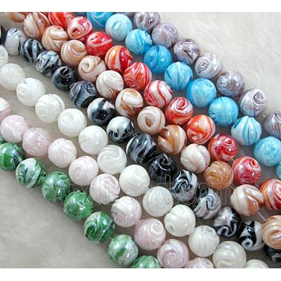 lampwork glass beads, round, mixed color