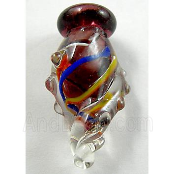Lampwork Glass pendant with silver foil and flower