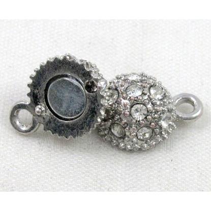 Magnetic alloy clasp paved rhinestone