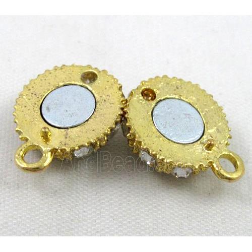 Magnetic alloy Clasp, round paved rhinestone