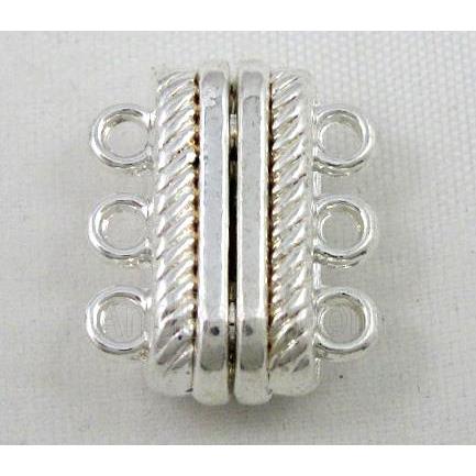 Magnetic alloy connector clasp, silver plated