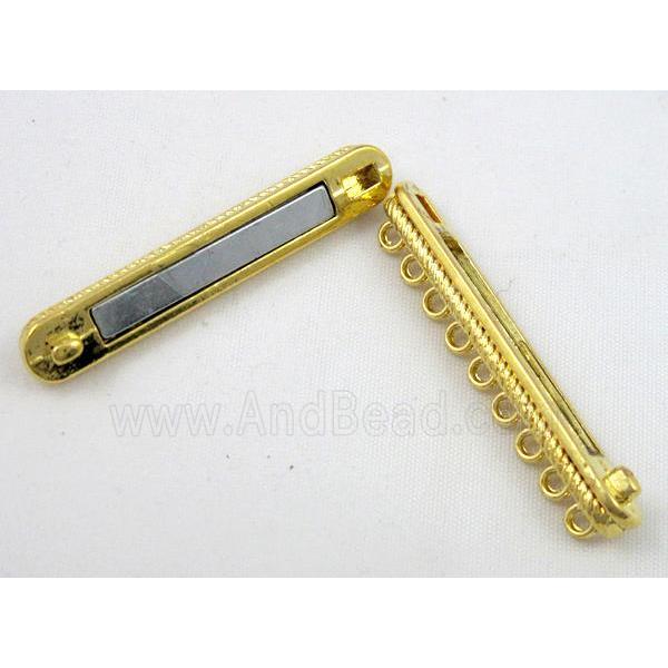 Magnetic alloy connector clasp, gold plated