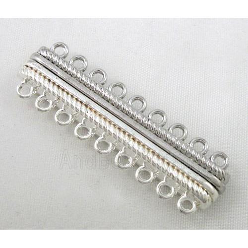Magnetic alloy connector clasp, silver plated