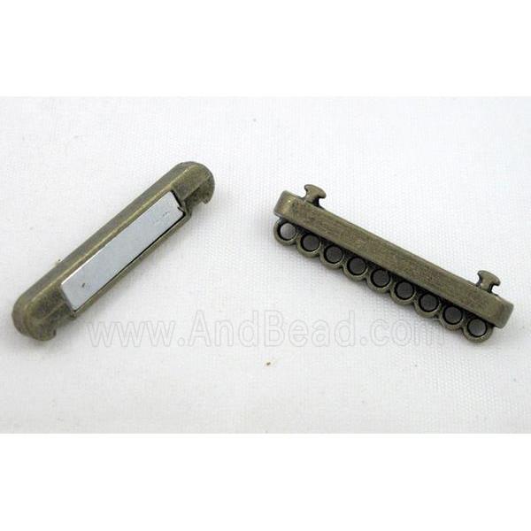 Magnetic alloy connector clasp, antique bronze