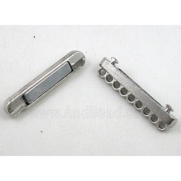 Magnetic alloy connector clasp, platinum plated