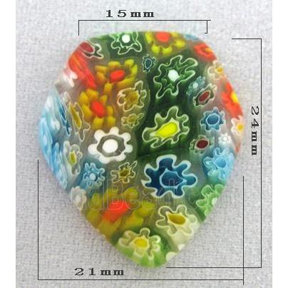 Cabochon, Millefiori glass bead, multi-flower, flat-back