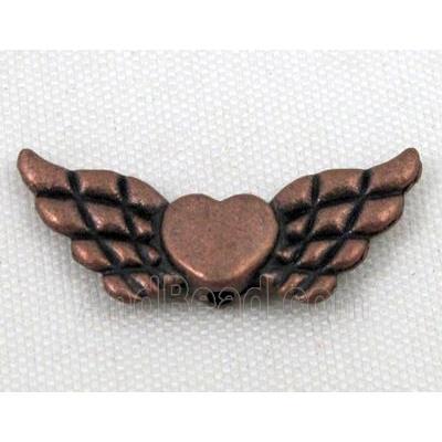 angel wing, Tibetan silver bead non-nickel, antique red copper