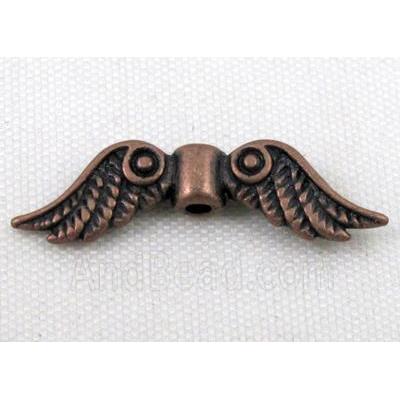 angel wing, Tibetan silver bead non-nickel, antique red copper
