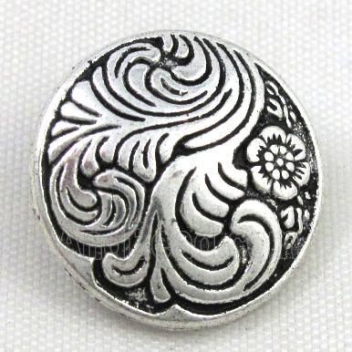 button tibetan silver charms bead, non-nickel