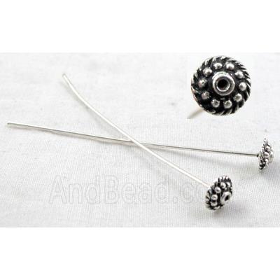 Decorative Head Pin, Tibetan Silver Charms Non-Nickel