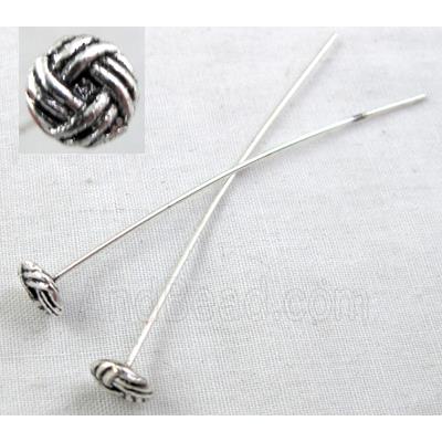 Fancy Pin Charm, Tibetan Silver Non-Nickel