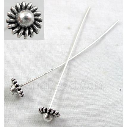 Fancy Pin Charm, Tibetan Silver Non-Nickel