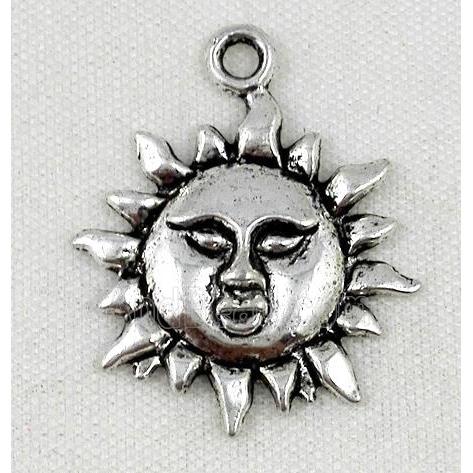 tibetan silver pendant, sun face, non-nickel