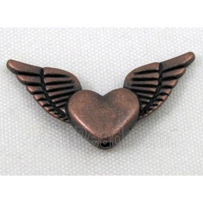 angel wing, Tibetan silver bead non-nickel, antique red copper