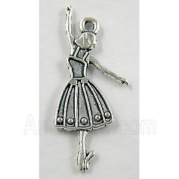 dancing girl, Tibetan Silver Charm Non-Nickel