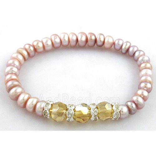 Handcraft Cluster Pearl Bracelet, elastic