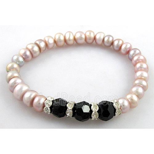 Handcraft Cluster Pearl Bracelet, elastic