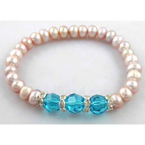 Handcraft Cluster Pearl Bracelet, elastic
