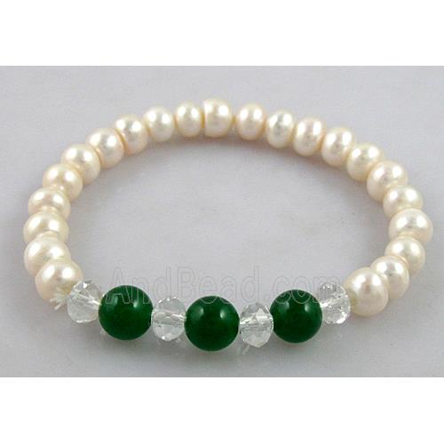 Handcraft Cluster Pearl Bracelet, elastic