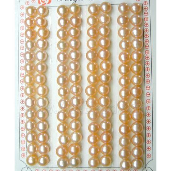 half drilled Freshwater pearl cabochon, pink