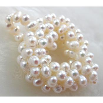 freshwater pearl pendant, cluster, heart, handcraft, mixed color