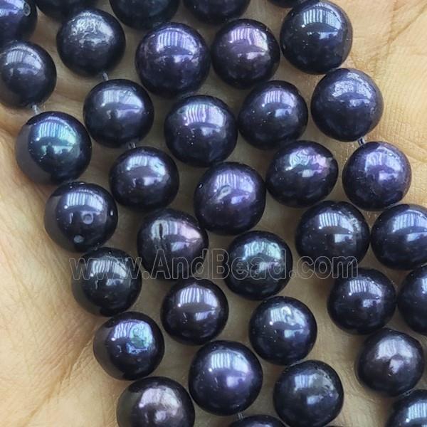 15 inches string of freshwater Pearl Beads, round, black
