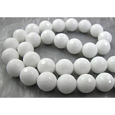 White Porcelain Beads, faceted-round