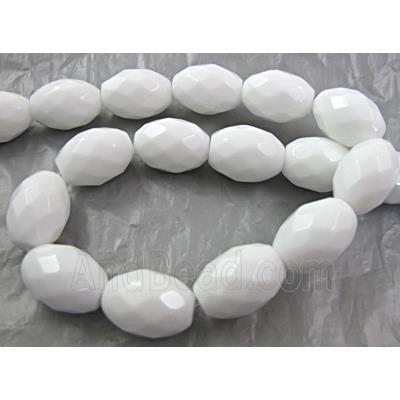 White Porcelain Beads, faceted, rice