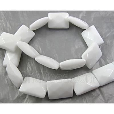 White Porcelain Beads, faceted, square