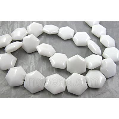 White Porcelain Beads, faceted