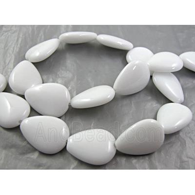 White Porcelain Beads, flat drop