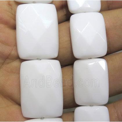 White Porcelain Beads, faceted rectangle