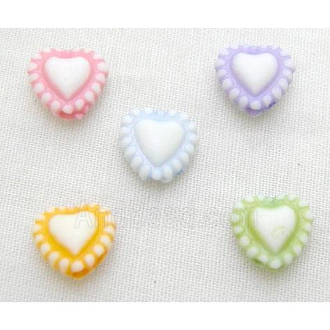 colorful Plastic Beads, mixed, Heart