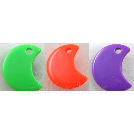 Colorful Plastic Pendant, moon-shape, mixed color