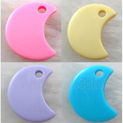 Colorful Plastic Pendant, moon-shape, mixed color