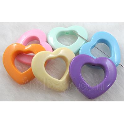 resin beads, heart, mixed color