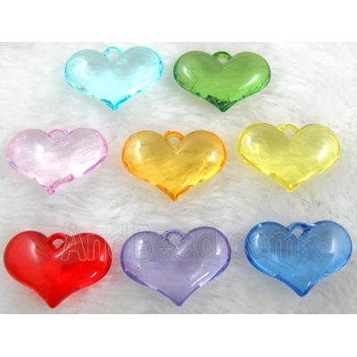 Acrylic pendant, heart, mixed color