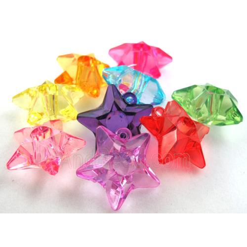 Acrylic pendant, star, transparent, mixed color
