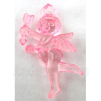 Acrylic pendant, angel, transparent, pink