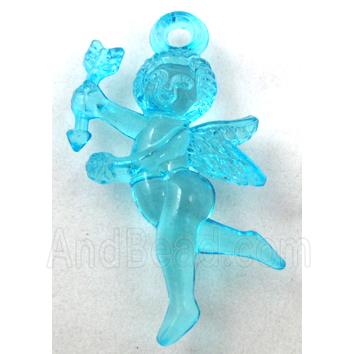 Acrylic pendant, angel, transparent, aqua