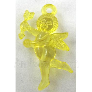 Acrylic pendant, angel, transparent, yellow