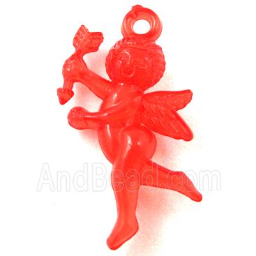 Acrylic pendant, angel, transparent, red