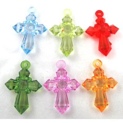 Acrylic pendant, cross, transparent, mixed color