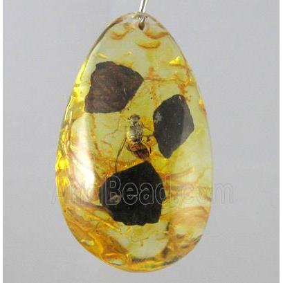amber pendant, mixed shape, yellow