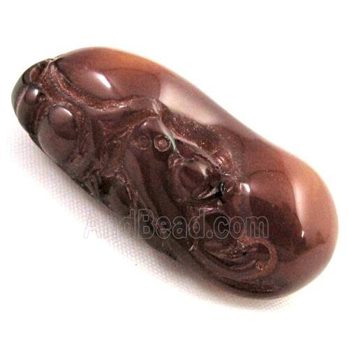 amber pendant, freeform, mixed, coffee