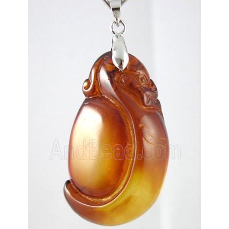 amber pendant charm, freeform