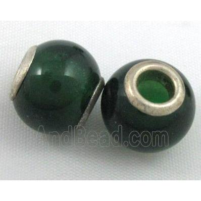 Amber Beads, NR, rondelle, green